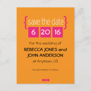 Hellrosa und orange Save the Date Postkarte