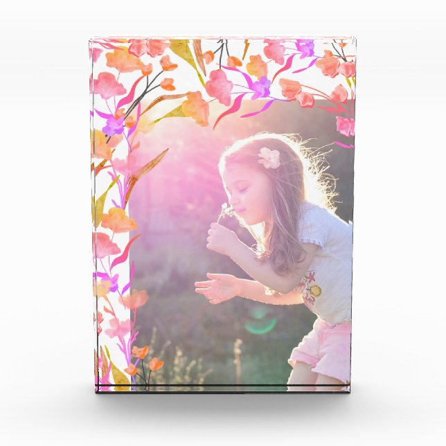 Hellrosa und orange Wildblume Kinder Fotoblock (Vorderseite)