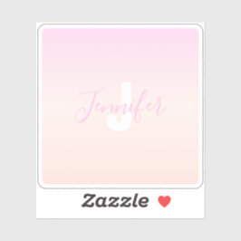 Hellrosa und Pfirsichfarben Ombre Name & Monogramm Aufkleber