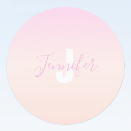Hellrosa und Pfirsichfarben Ombre Name & Monogramm Etiketten