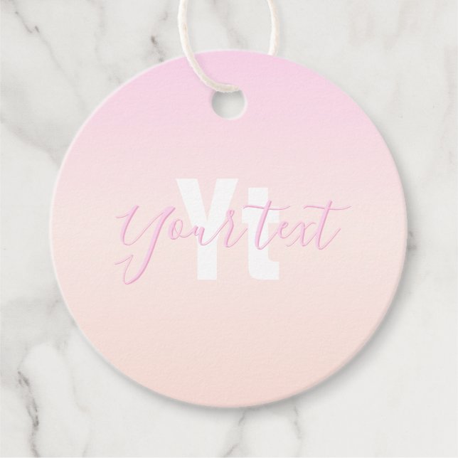 Hellrosa und Pfirsichfarben Ombre Name & Monogramm Geschenkanhänger (Vorderseite)