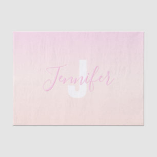 Hellrosa und Pfirsichfarben Ombre Name & Monogramm Seidenpapier