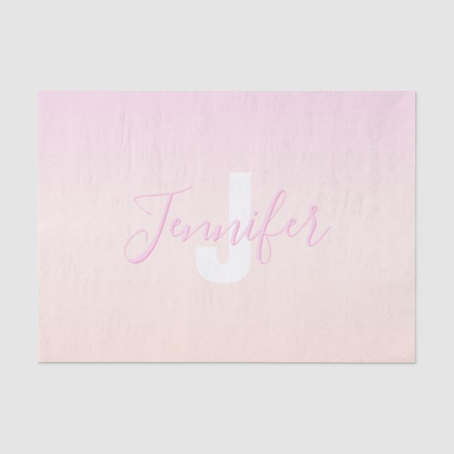 Hellrosa und Pfirsichfarben Ombre Name & Monogramm Seidenpapier (Vorderseite)