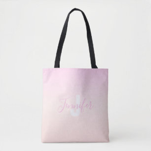 Hellrosa und Pfirsichfarben Ombre Name & Monogramm Tasche