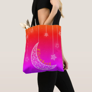 Hellrosa und Rot mit Sternen und Mond Tasche