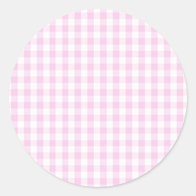 Hellrosa und weißes Gingham-Muster, gürtelartig Runder Aufkleber (Vorderseite)