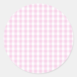 Hellrosa und weißes Gingham-Muster, gürtelartig Runder Aufkleber