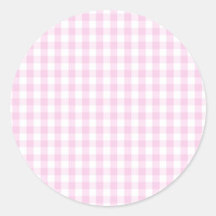 Hellrosa und weißes Gingham-Muster, gürtelartig Runder Aufkleber