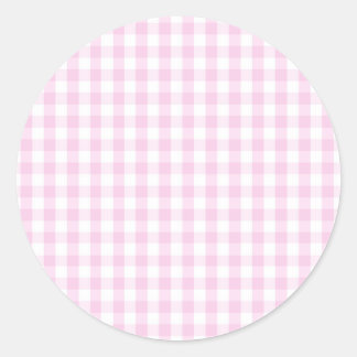 Hellrosa und weißes Gingham-Muster, gürtelartig Runder Aufkleber