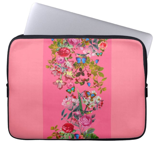 Hellrosa Vintage Rose Garden Electronics Bag Laptopschutzhülle (Vorderseite)