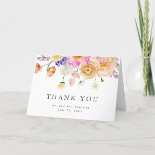 Hellrosa Wasserfarben Botanische Pastelhochzeit Dankeskarte