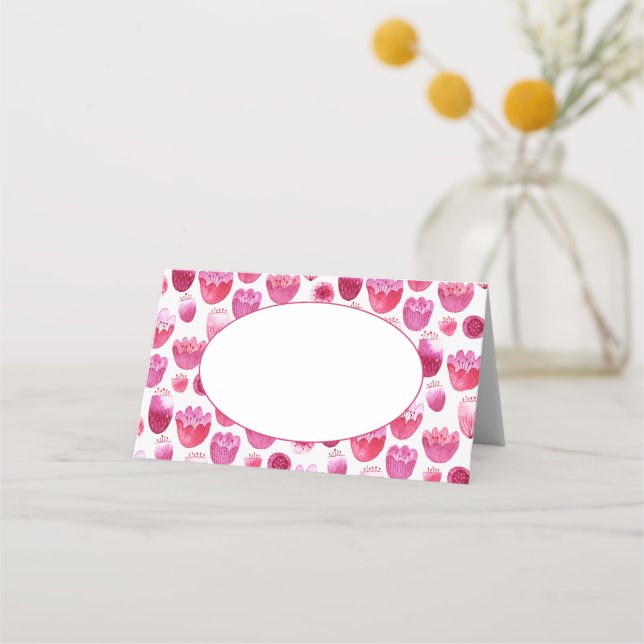 Hellrosa Watercolor Blossom Hochzeit Platzkarte (Vorderseite)