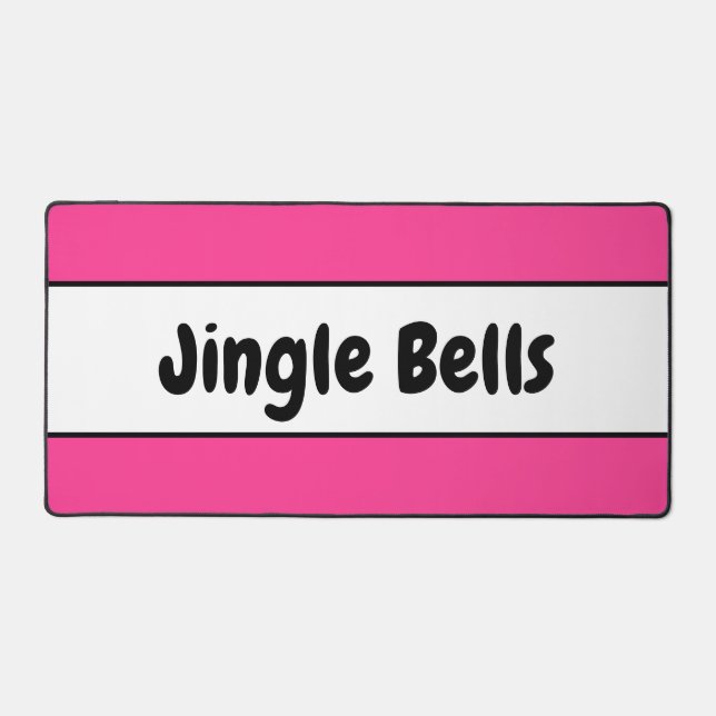Hellrosa weiße Streifen Retro Jingle Bells Text Schreibtischunterlage (Vorderseite)
