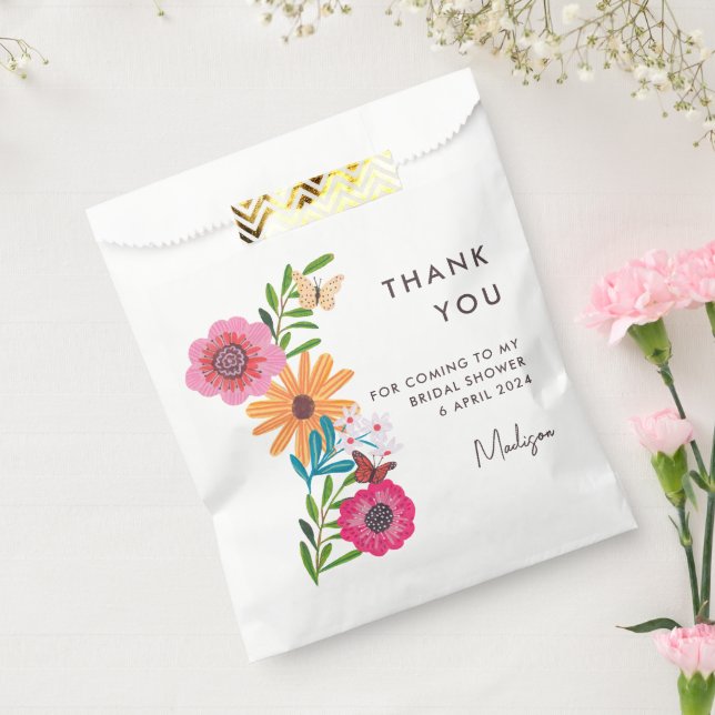Hellrosa Wildblume Brautparty Vielen Dank Geschenktütchen (Versiegelt)