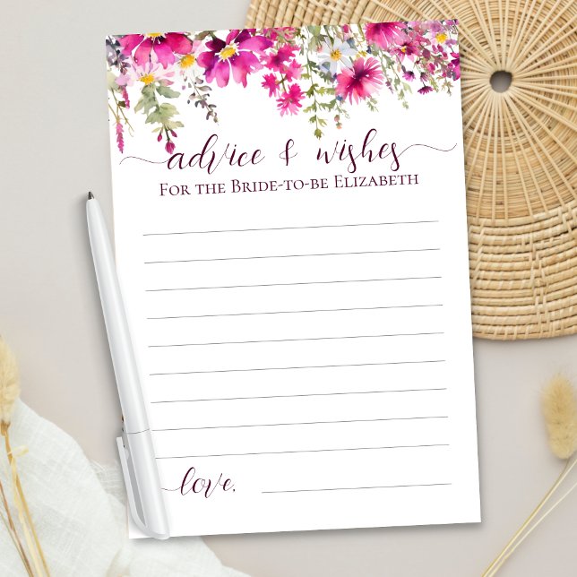 Hellrosa Wildblumen Boho Floral wünscht Rat Karte (Von Creator hochgeladen)