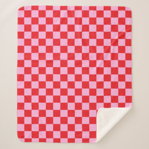 Hellrot und Hellrosa Kariert Sherpadecke