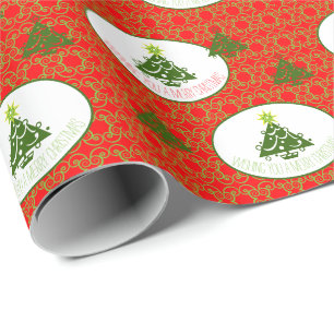 Hellrot und Limettengrün Geschenkpapier
