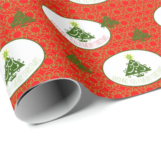 Hellrot und Lindgrün Geschenkpapier (Rolleneckpunkt)