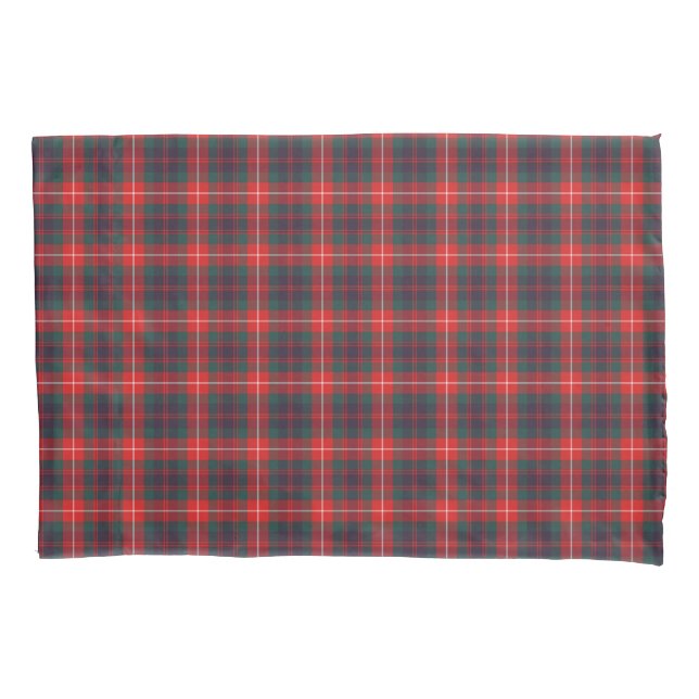Hellrot und Navy Blue Fraser Modern Tartan Kissenbezug (Vorderseite)