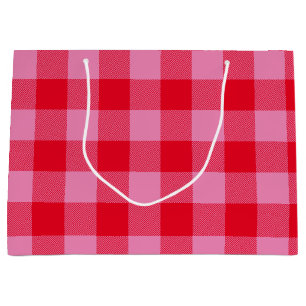 Hellrot und rosa Buffalo Kariert Valentine Große Geschenktüte