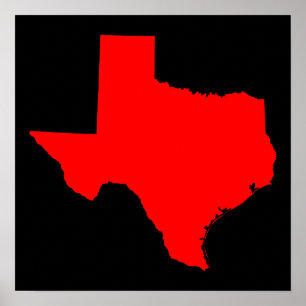 Hellrot und schwarz Texas Poster