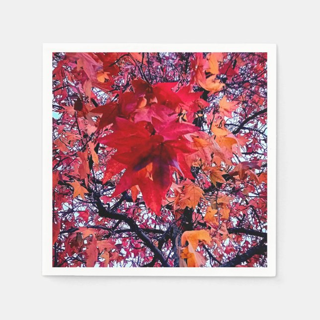 Hellrote Blätter Serviette (Vorderseite)