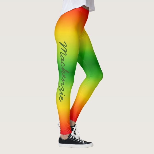 Hellrote, gelbe tropische Farben - Ihr Name Leggings (Rechts)