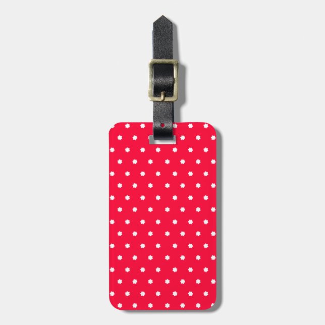 Hellrote Polka-Punkte mit Namen Gepäckanhänger (Vorderseite vertikal)