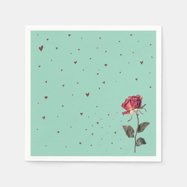 hellrote Rosen bedruckt  Serviette (Vorderseite)