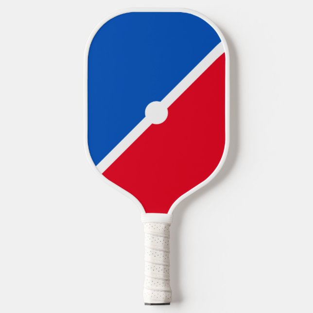 Hellroter Blauer Farbblock Weißer Diagonaler Strei Pickleball Schläger (Vorderseite)