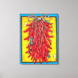 Hellroter Chili Chile Pepper Ristra Lizard Leinwanddruck