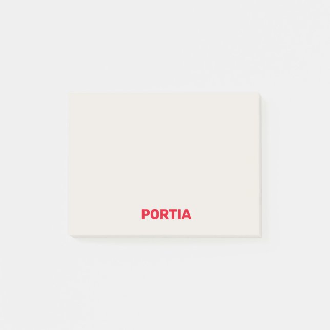 Hellroter individuelle Name schlicht grau Post-it Klebezettel (Vorderseite)