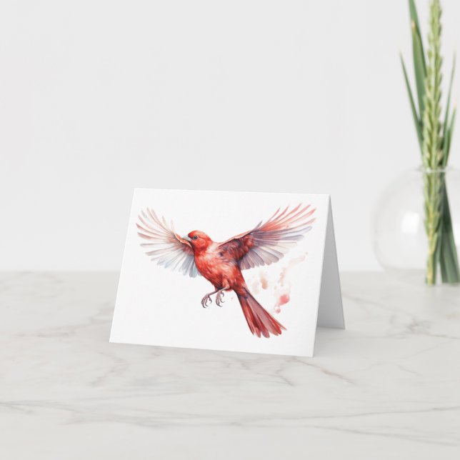 Hellroter Kardinal in der Flight Holiday Card - Bl Karte (Vorderseite)