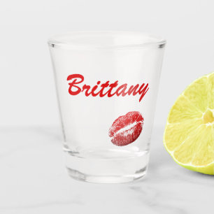 Hellroter Lippenstift Schnapsglas