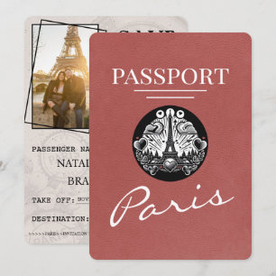 Hellroter Reisepass Paris Save The Date