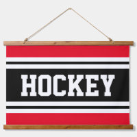 Hellroter, Schwarz-weißer Streifen - HOCKEY-Text