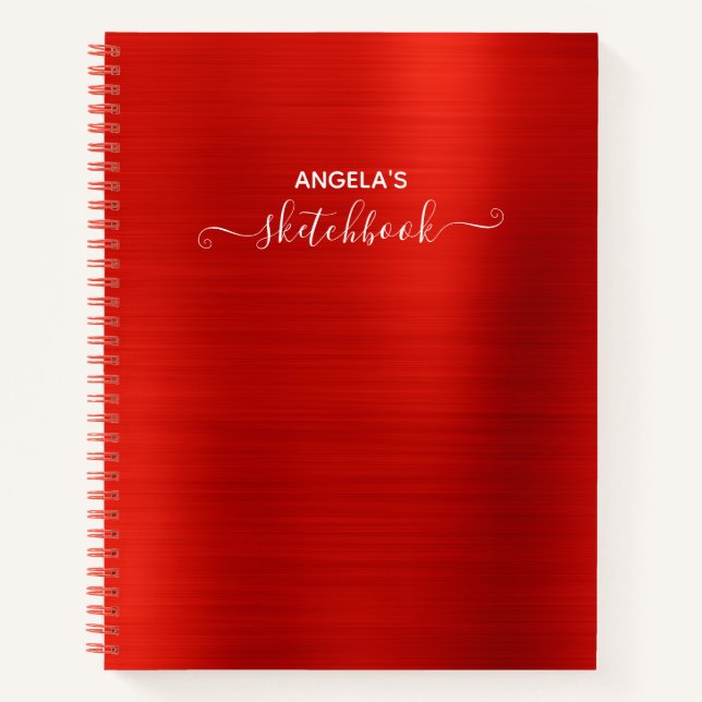 Hellroter Shimmer Ombre Foil Sketch Notizbuch (Vorderseite)