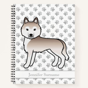 Hellroter Siberian Husky Cartoon-Hund & Text Notizbuch