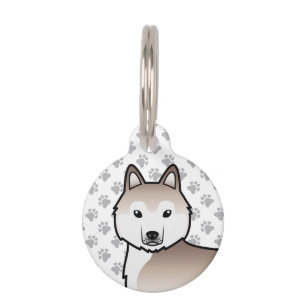 Hellroter Siberian Husky Cartoon-Hundekopf Haustiermarke