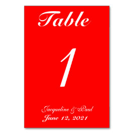 Hellroter weißer Hochzeitstisch Nr. Tischnummer