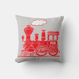 Hellrotes Dampfzug Loco Grauschwerfer Kissen