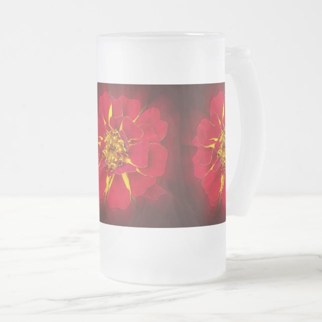 hellrotes Geländer Mattglas Bierglas (VorderseiteRechts)