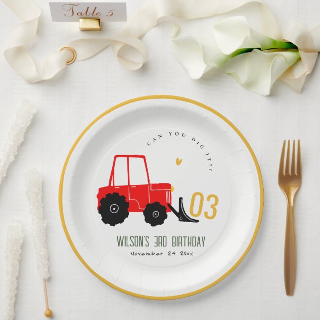 Hellrotes Gelbgrab Kinder jeden Geburtstag Pappteller (Hochzeit)