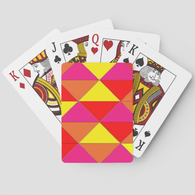 Hellrotes orangefarbenes gelbes Rosa Decke der Kar Spielkarten (Rückseite)