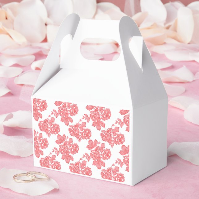 Hellrotes und rosafarbenes Blumenpapier Geschenkschachtel (Hochzeit)