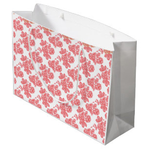Hellrotes und rosafarbenes Blumenpapier Große Geschenktüte