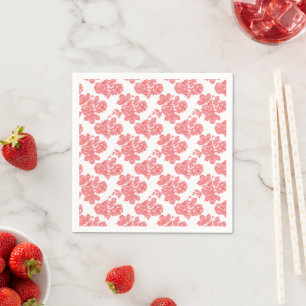 Hellrotes und rosafarbenes Blumenpapier Serviette
