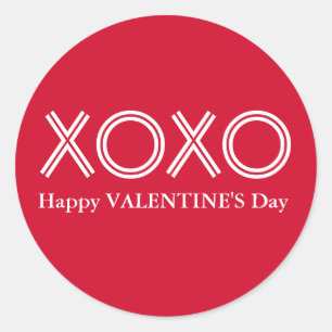 Hellrotes XOXO Happy Valentines Day Round Aufklebe Runder Aufkleber