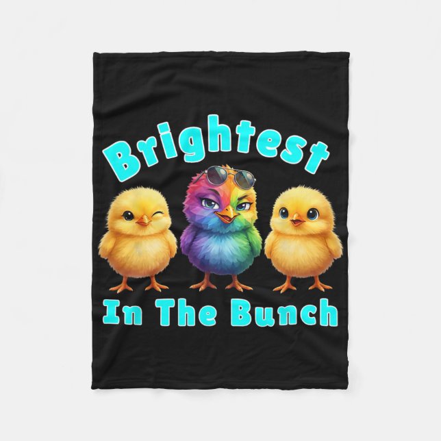 Hellstes Huhn im Bündel Regenbogen Ostern Pun Fleecedecke (Vorderseite)