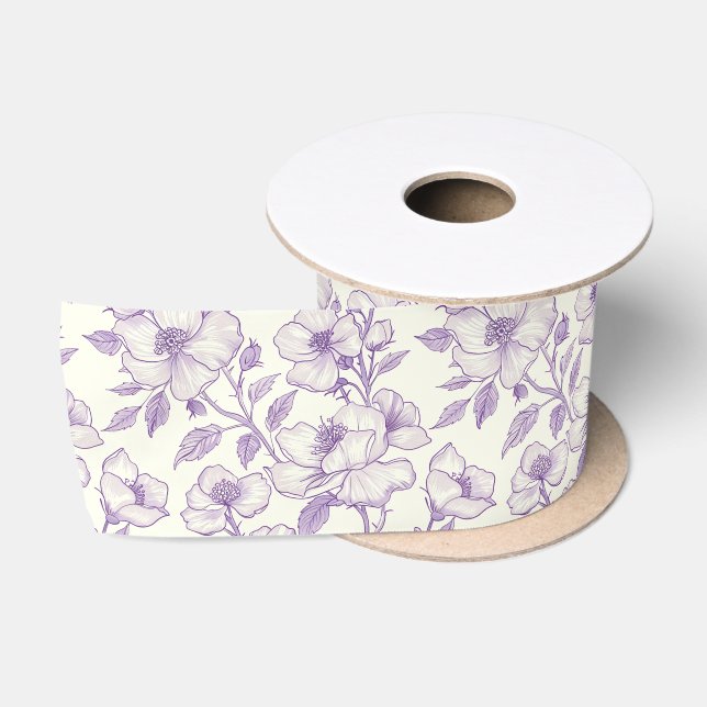 Hellviolette Chinoiserie-Decoupage Satinband (Spule)